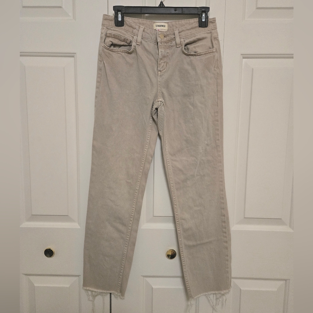 L'AGENCE Womens Milana Low Rise Tan Straight Leg Jeans Size 24